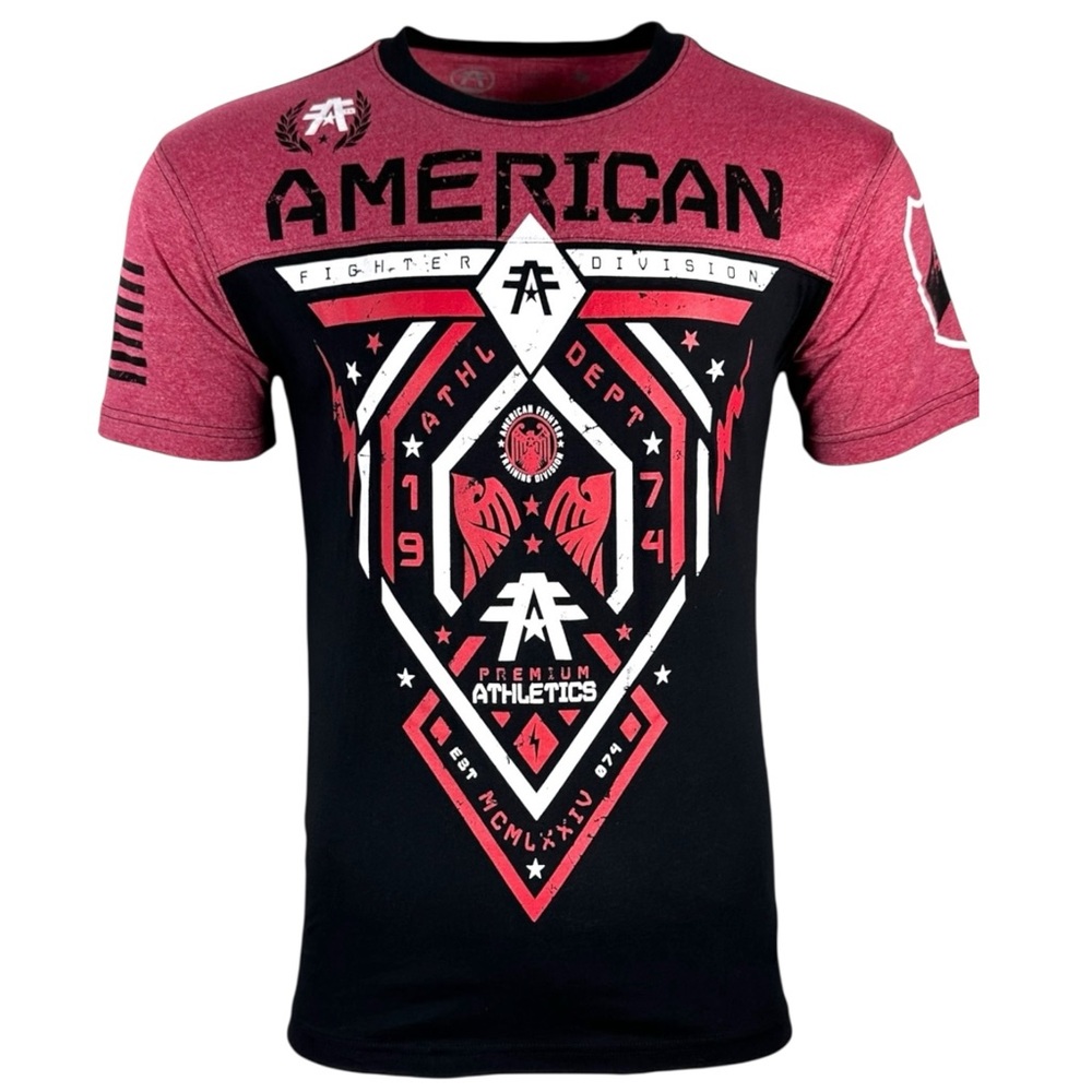 American Fighter Red and Black Short Sleeve Tee